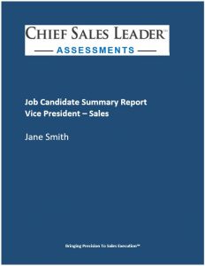 Chief Sales Leader Assessment Candidate Report