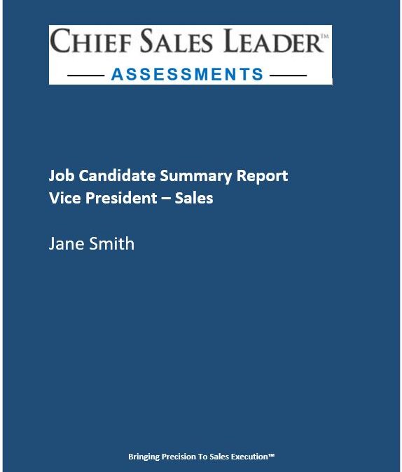 Chief Sales Leader Assessment Candidate Report