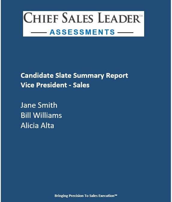 Chief Sales Leader Assessment Slate Report